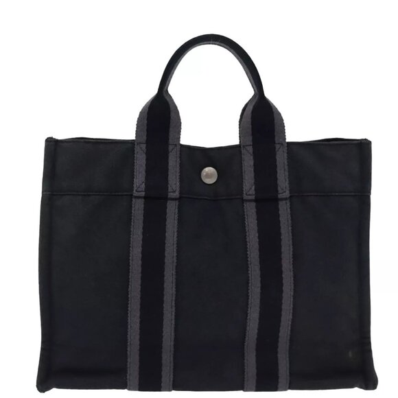 HERMES Fourre Tout PM Hand Bag Canvas Gray Auth - Picture 6 of 16